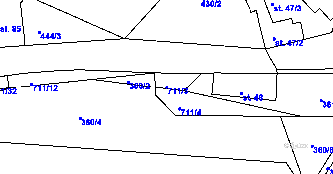 Parcela st. 711/3 v KÚ Polánky nad Dědinou, Katastrální mapa