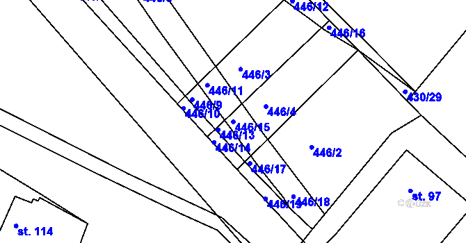 Parcela st. 446/15 v KÚ Polánky nad Dědinou, Katastrální mapa