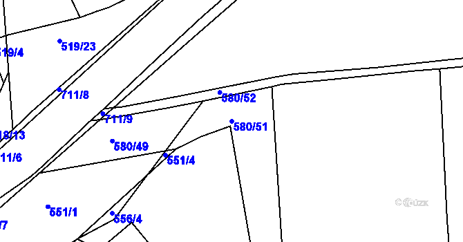 Parcela st. 580/51 v KÚ Polánky nad Dědinou, Katastrální mapa