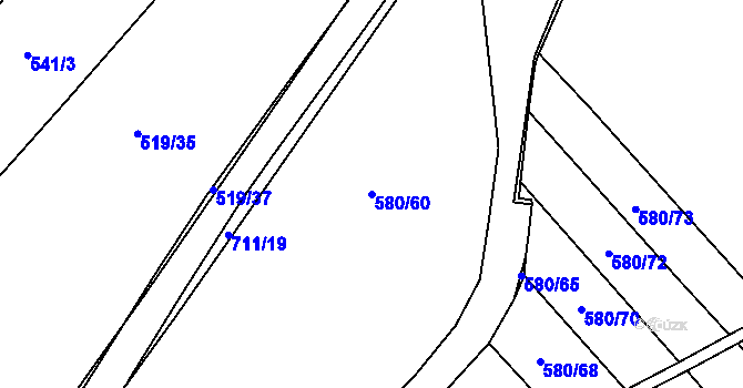 Parcela st. 580/60 v KÚ Polánky nad Dědinou, Katastrální mapa