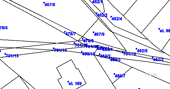 Parcela st. 701/17 v KÚ Polánky nad Dědinou, Katastrální mapa