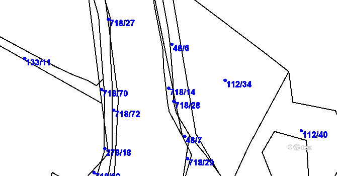 Parcela st. 718/14 v KÚ Polánky nad Dědinou, Katastrální mapa