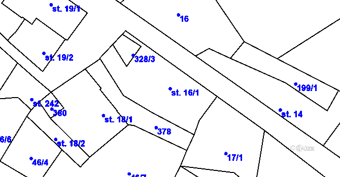 Parcela st. 16/1 v KÚ Štěnkov, Katastrální mapa