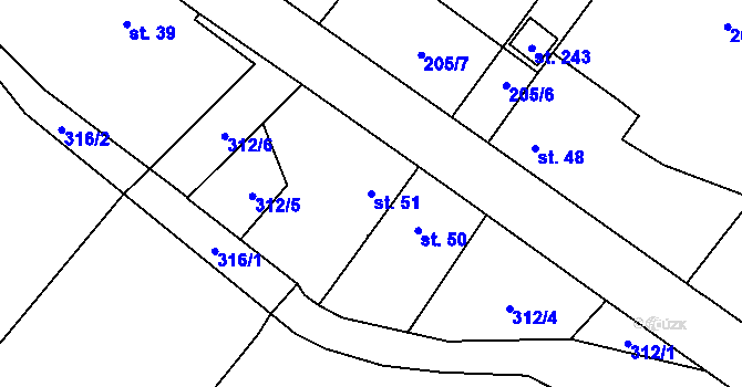 Parcela st. 51 v KÚ Štěnkov, Katastrální mapa