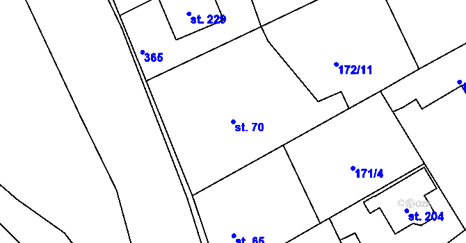 Parcela st. 70 v KÚ Štěnkov, Katastrální mapa