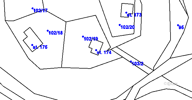 Parcela st. 174 v KÚ Štěnkov, Katastrální mapa