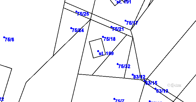 Parcela st. 189 v KÚ Štěnkov, Katastrální mapa
