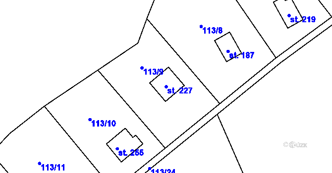 Parcela st. 227 v KÚ Štěnkov, Katastrální mapa