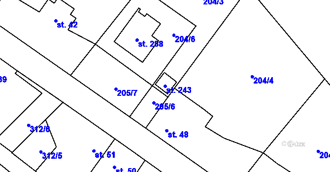 Parcela st. 243 v KÚ Štěnkov, Katastrální mapa