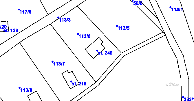 Parcela st. 248 v KÚ Štěnkov, Katastrální mapa