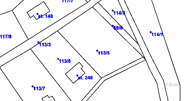 Parcela st. 113/5 v KÚ Štěnkov, Katastrální mapa
