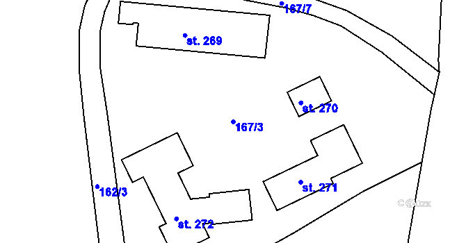 Parcela st. 167/3 v KÚ Štěnkov, Katastrální mapa