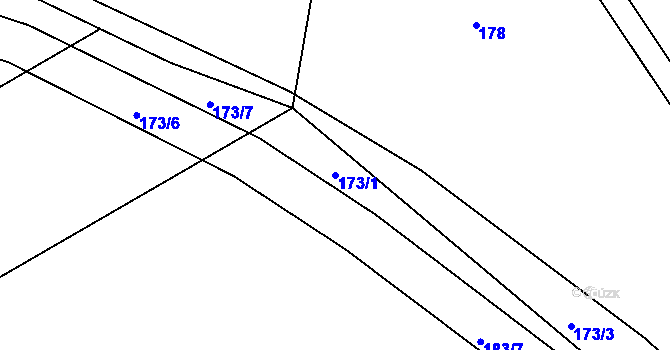 Parcela st. 173/1 v KÚ Štěnkov, Katastrální mapa