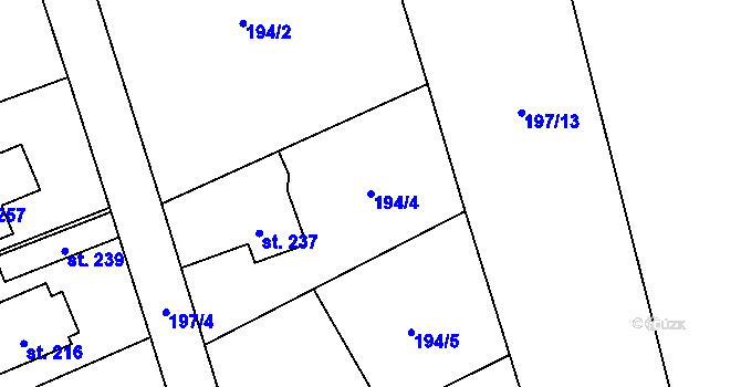 Parcela st. 194/4 v KÚ Štěnkov, Katastrální mapa