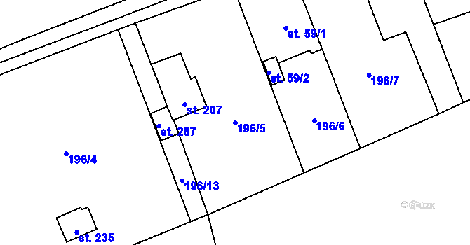 Parcela st. 196/5 v KÚ Štěnkov, Katastrální mapa