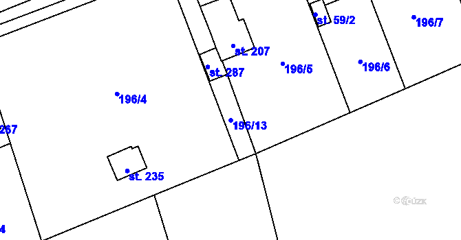 Parcela st. 196/13 v KÚ Štěnkov, Katastrální mapa