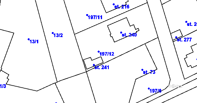 Parcela st. 197/12 v KÚ Štěnkov, Katastrální mapa