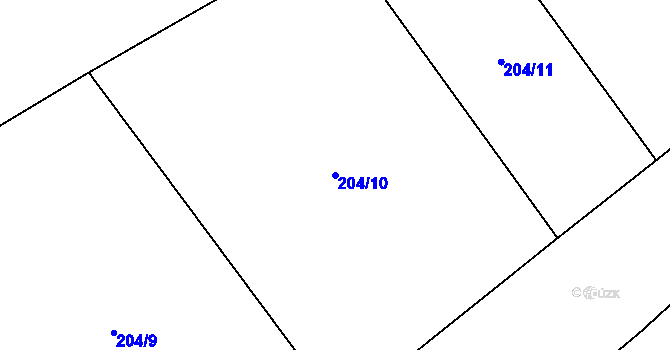 Parcela st. 204/10 v KÚ Štěnkov, Katastrální mapa