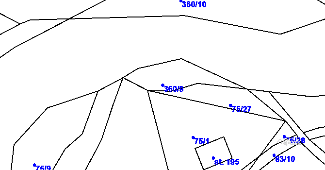 Parcela st. 360/9 v KÚ Štěnkov, Katastrální mapa