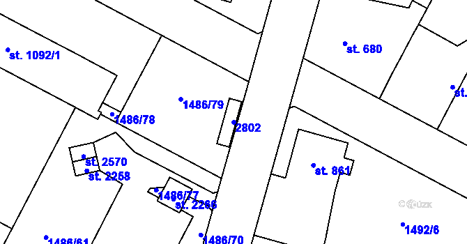 Parcela st. 2802 v KÚ Třebechovice pod Orebem, Katastrální mapa