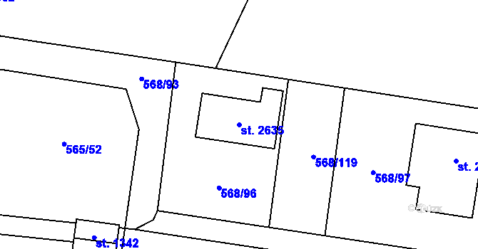Parcela st. 2635 v KÚ Třebechovice pod Orebem, Katastrální mapa