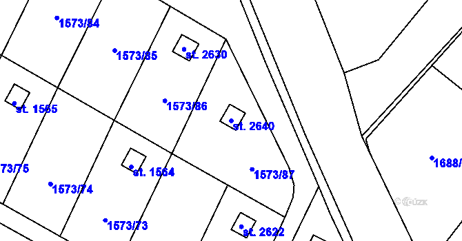 Parcela st. 2640 v KÚ Třebechovice pod Orebem, Katastrální mapa