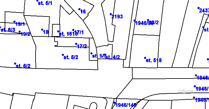 Parcela st. 4/2 v KÚ Třebechovice pod Orebem, Katastrální mapa