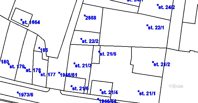 Parcela st. 21/5 v KÚ Třebechovice pod Orebem, Katastrální mapa