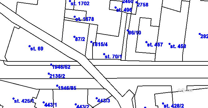 Parcela st. 70/1 v KÚ Třebechovice pod Orebem, Katastrální mapa