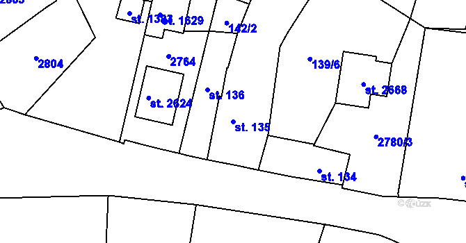 Parcela st. 135 v KÚ Třebechovice pod Orebem, Katastrální mapa