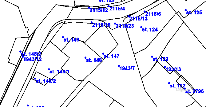 Parcela st. 147 v KÚ Třebechovice pod Orebem, Katastrální mapa