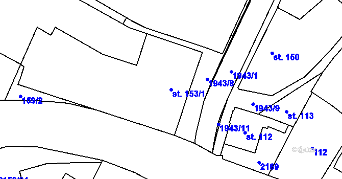 Parcela st. 153/1 v KÚ Třebechovice pod Orebem, Katastrální mapa