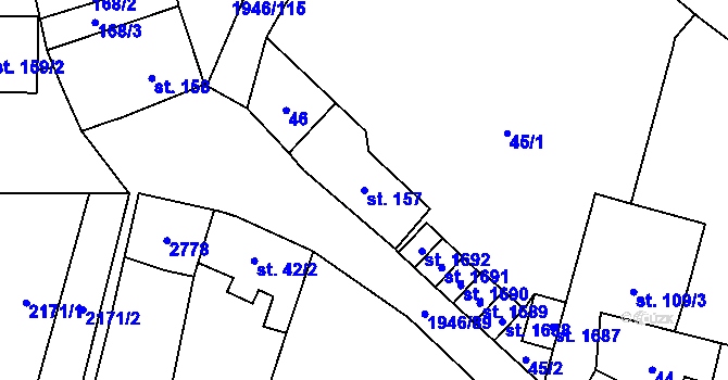 Parcela st. 157 v KÚ Třebechovice pod Orebem, Katastrální mapa
