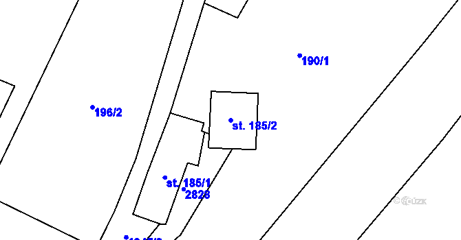 Parcela st. 185/2 v KÚ Třebechovice pod Orebem, Katastrální mapa