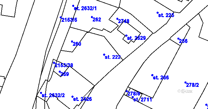 Parcela st. 222 v KÚ Třebechovice pod Orebem, Katastrální mapa