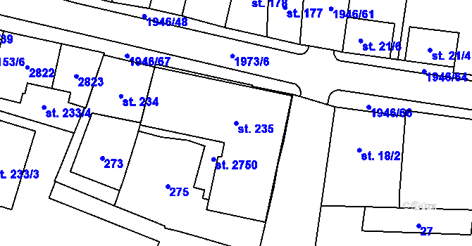 Parcela st. 235 v KÚ Třebechovice pod Orebem, Katastrální mapa