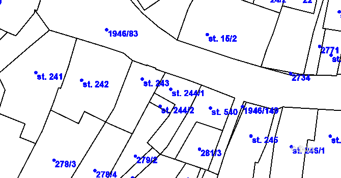 Parcela st. 244/1 v KÚ Třebechovice pod Orebem, Katastrální mapa