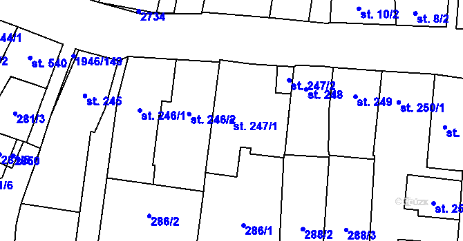 Parcela st. 247/1 v KÚ Třebechovice pod Orebem, Katastrální mapa