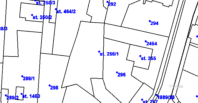 Parcela st. 256/1 v KÚ Třebechovice pod Orebem, Katastrální mapa