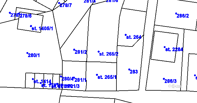 Parcela st. 265/2 v KÚ Třebechovice pod Orebem, Katastrální mapa