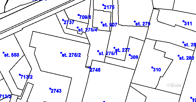 Parcela st. 275/1 v KÚ Třebechovice pod Orebem, Katastrální mapa