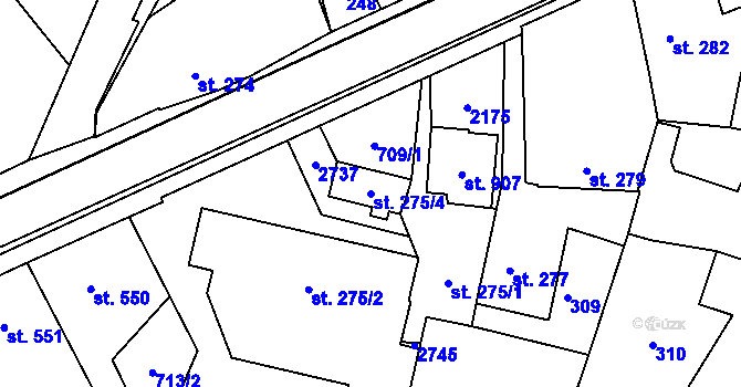Parcela st. 275/4 v KÚ Třebechovice pod Orebem, Katastrální mapa