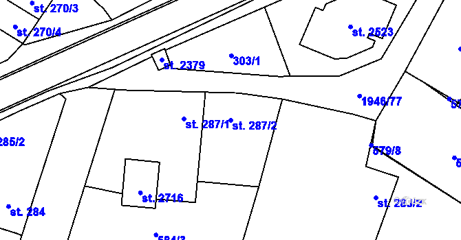 Parcela st. 287/2 v KÚ Třebechovice pod Orebem, Katastrální mapa