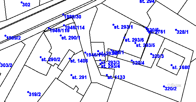 Parcela st. 293/2 v KÚ Třebechovice pod Orebem, Katastrální mapa