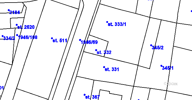 Parcela st. 332 v KÚ Třebechovice pod Orebem, Katastrální mapa
