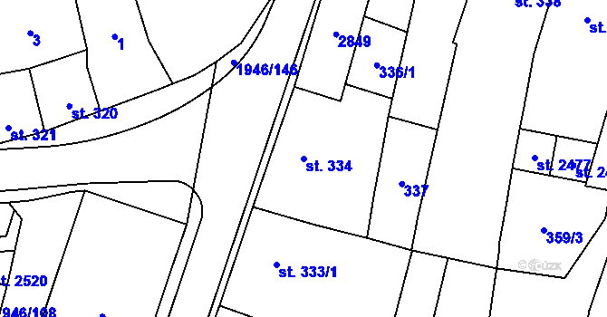 Parcela st. 334 v KÚ Třebechovice pod Orebem, Katastrální mapa
