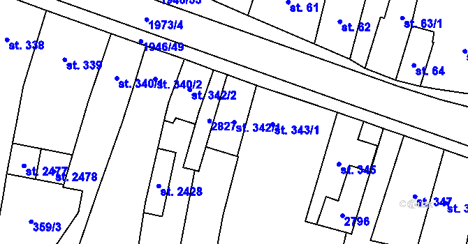 Parcela st. 342/1 v KÚ Třebechovice pod Orebem, Katastrální mapa
