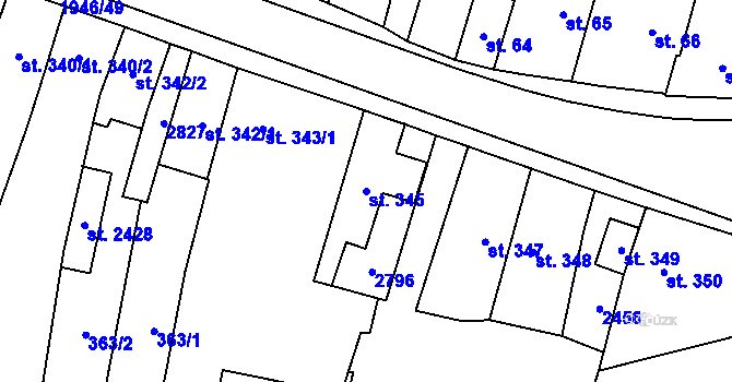 Parcela st. 345 v KÚ Třebechovice pod Orebem, Katastrální mapa