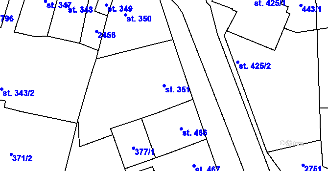 Parcela st. 351 v KÚ Třebechovice pod Orebem, Katastrální mapa