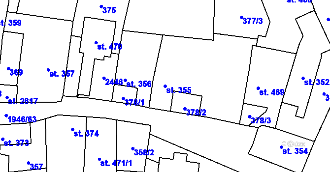 Parcela st. 355 v KÚ Třebechovice pod Orebem, Katastrální mapa